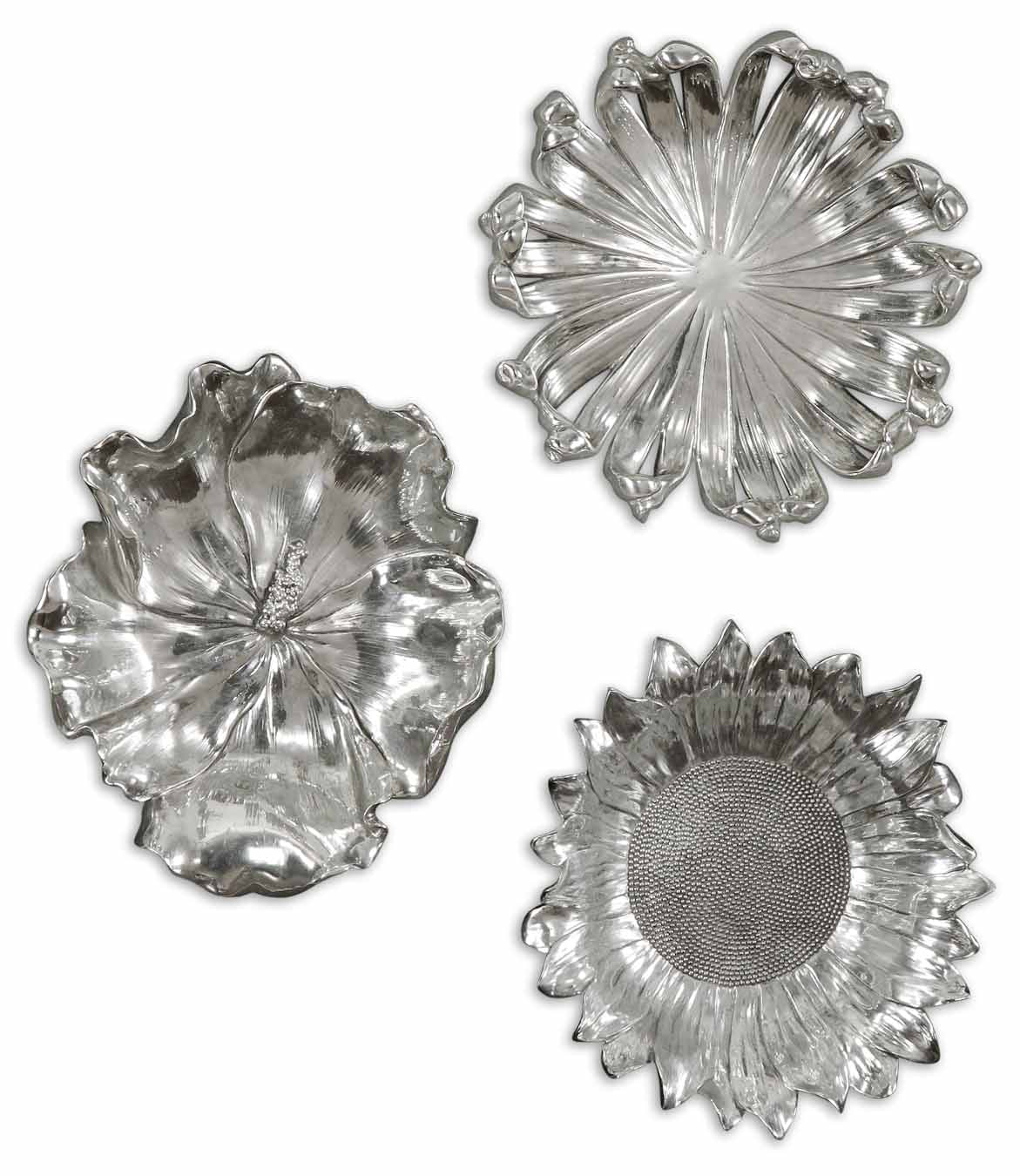 Silver Flowers Wall Decor, S/3 Wall Decors| Uttermost