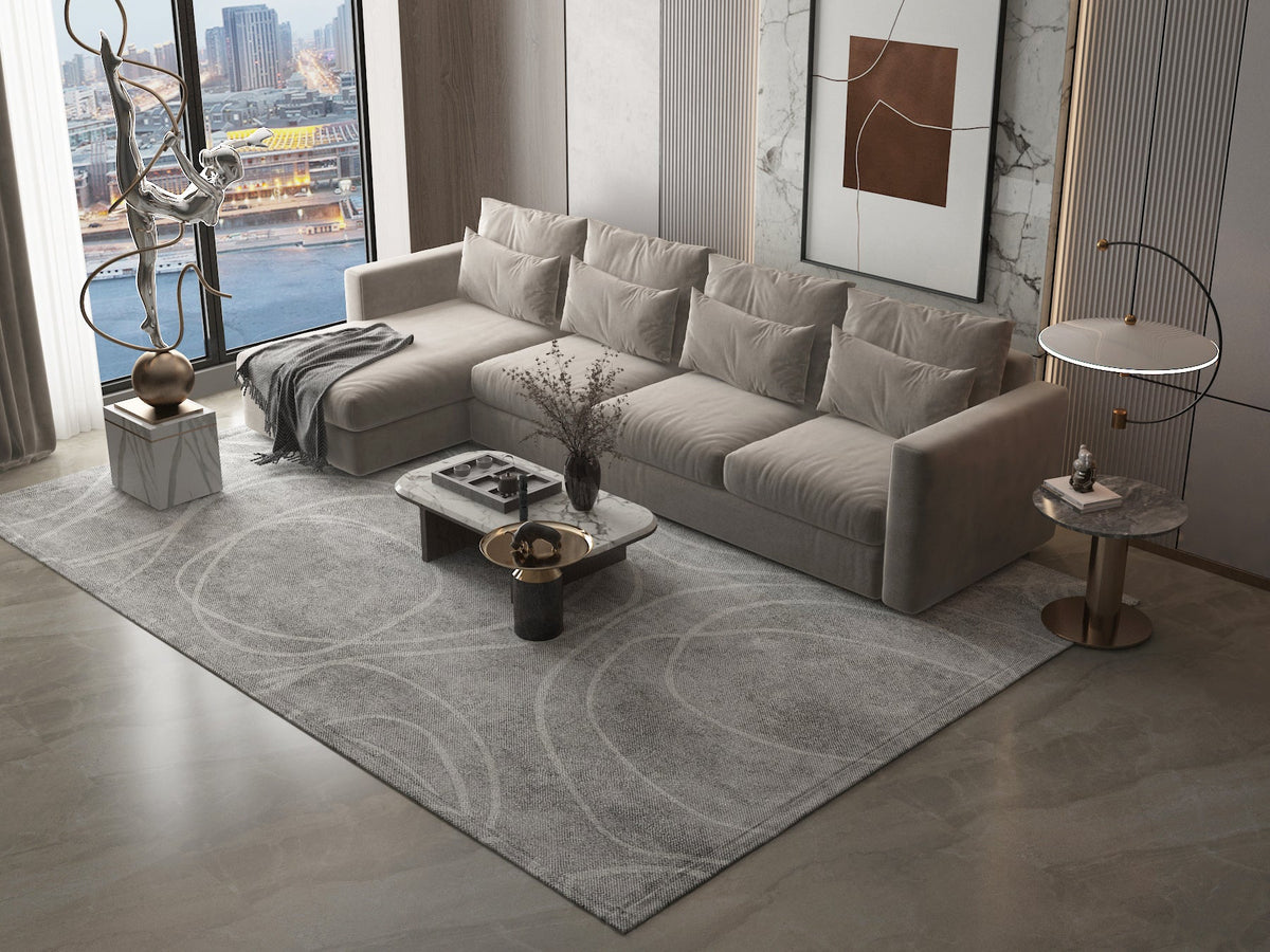 Silver off-white corner sofa model "Breeq" in size 340×160 Sectionals| Oak