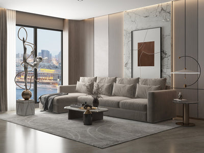 Silver off - white corner sofa model "Breeq" in size 340×160 - Al Rugaib Furniture