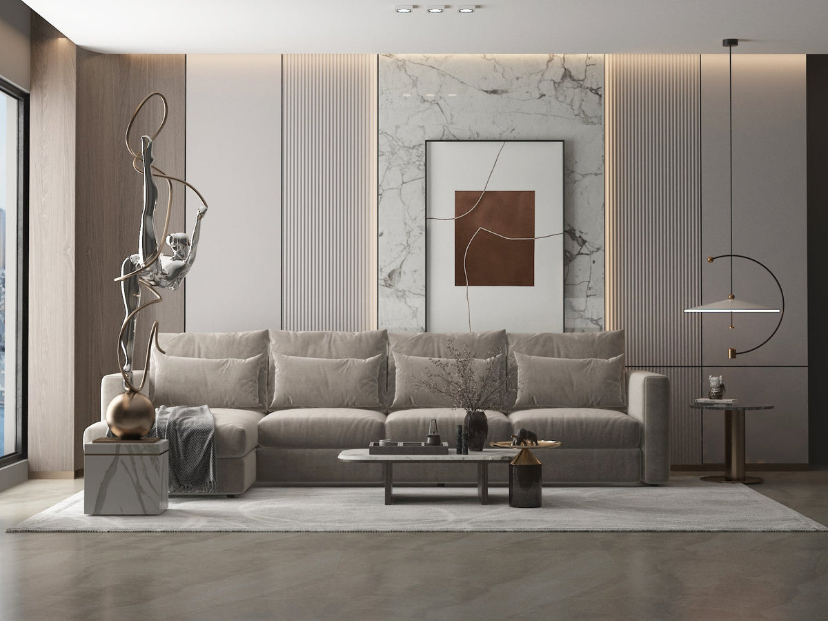 Silver off-white corner sofa model "Breeq" in size 340×160 Sectionals| Oak
