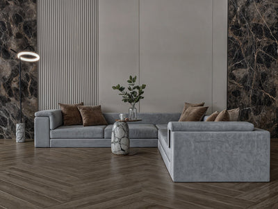 Silver off - white corner sofa model "Elegance" in size 300×300 - Al Rugaib Furniture