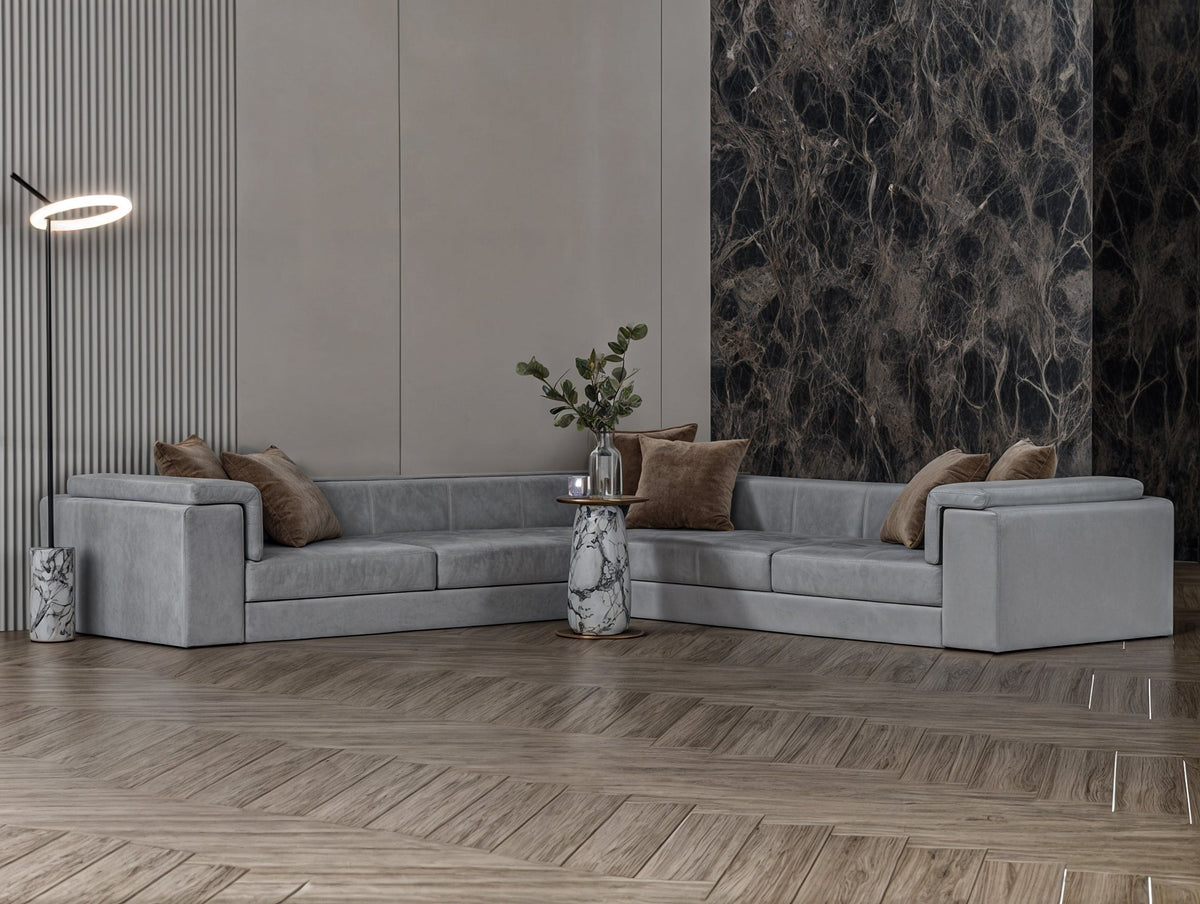 Silver off-white corner sofa model "Elegance" in size 300×300 Sectionals| Oak