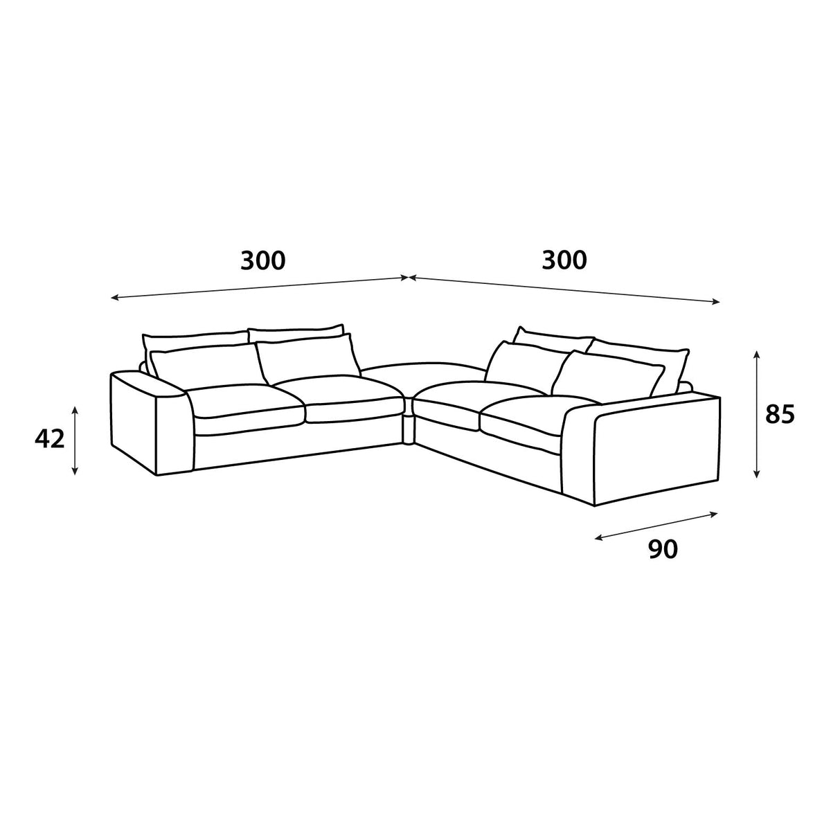 Silver off-white corner sofa model "Elegance" in size 300×300 Sectionals| Oak