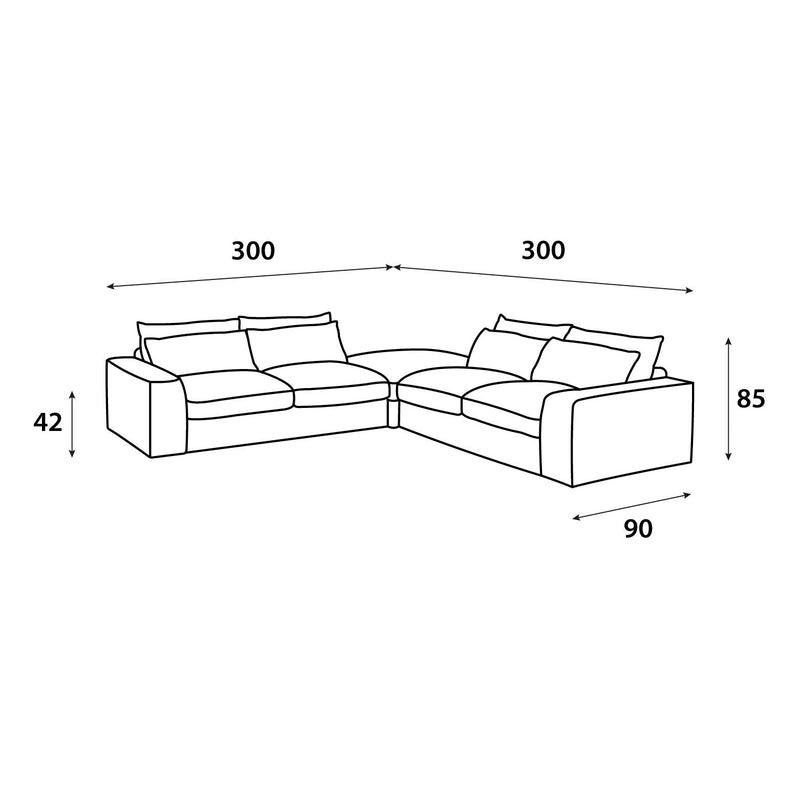 Silver off - white corner sofa model "Elegance" in size 300×300 - Al Rugaib Furniture