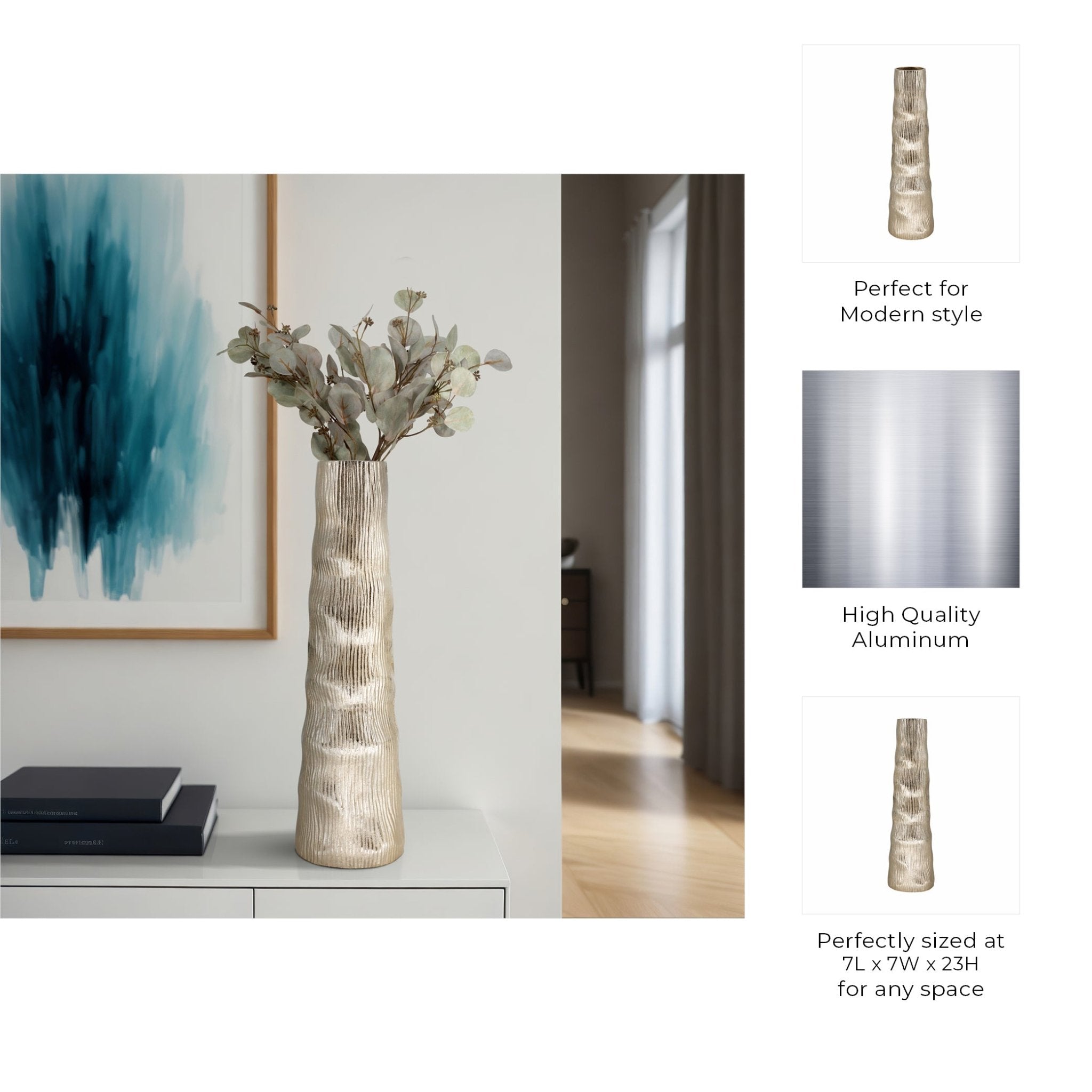 Sitka Pewter Metal Vase Vases and Jars| Sagebrook Home