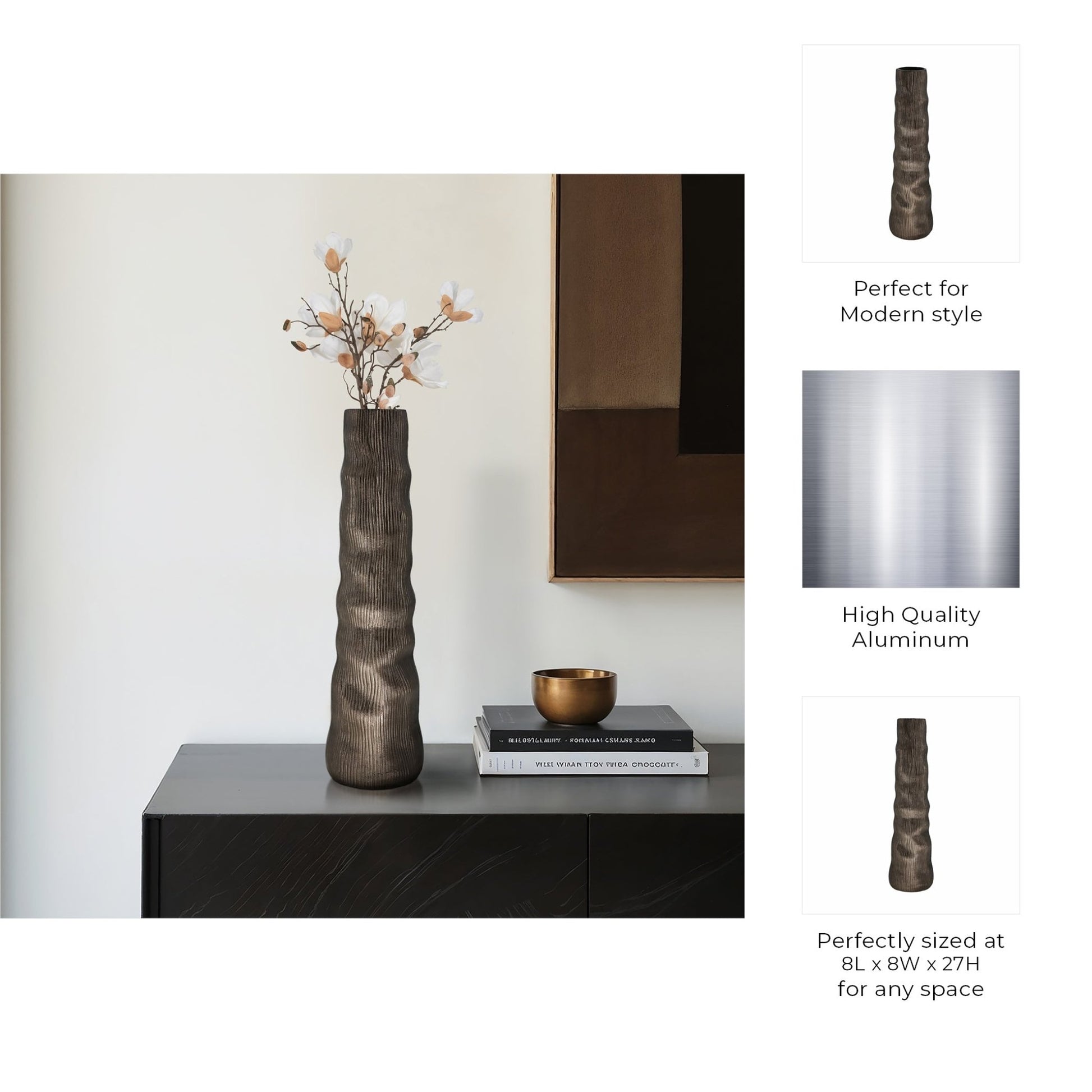 Sitka Pewter Metal Vase Vases and Jars| Sagebrook Home
