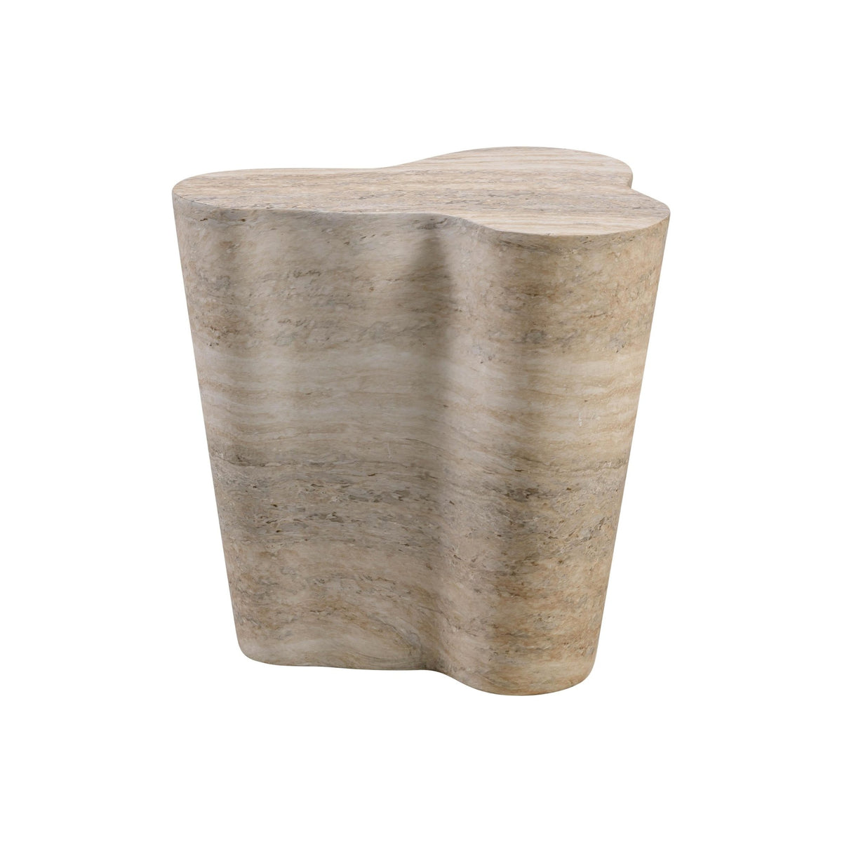Slab Faux Travertine Short Side Table Accent & End Tables| TOV