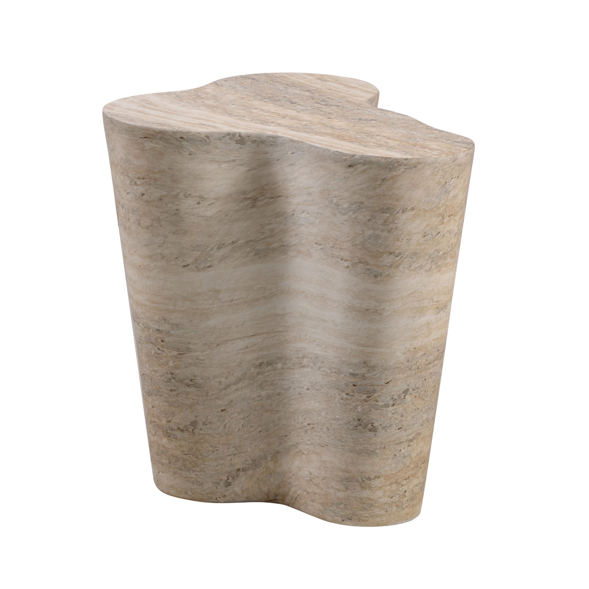 Slab Faux Travertine Short Side Table Accent & End Tables| TOV