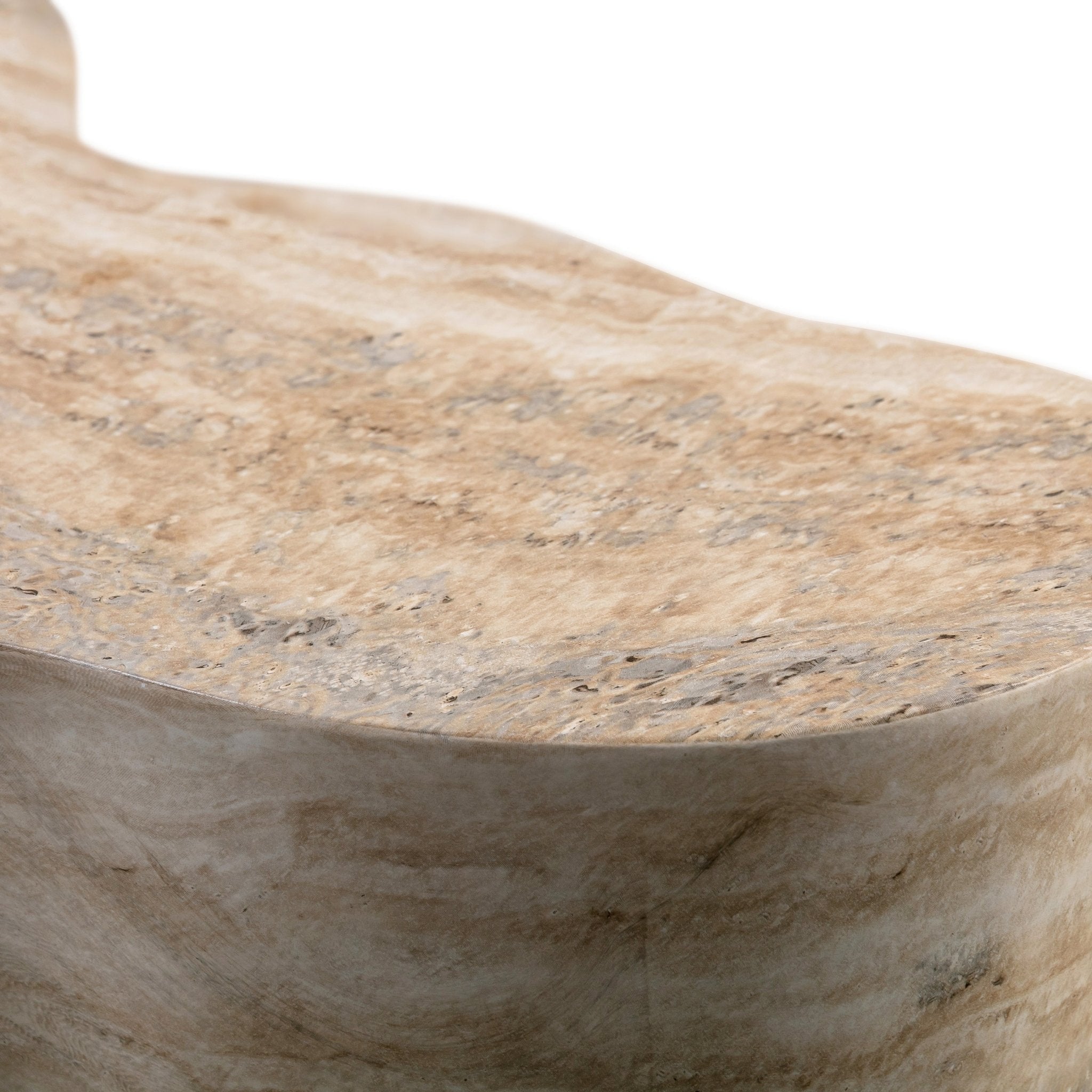 Slab Faux Travertine Short Side Table Accent & End Tables| TOV