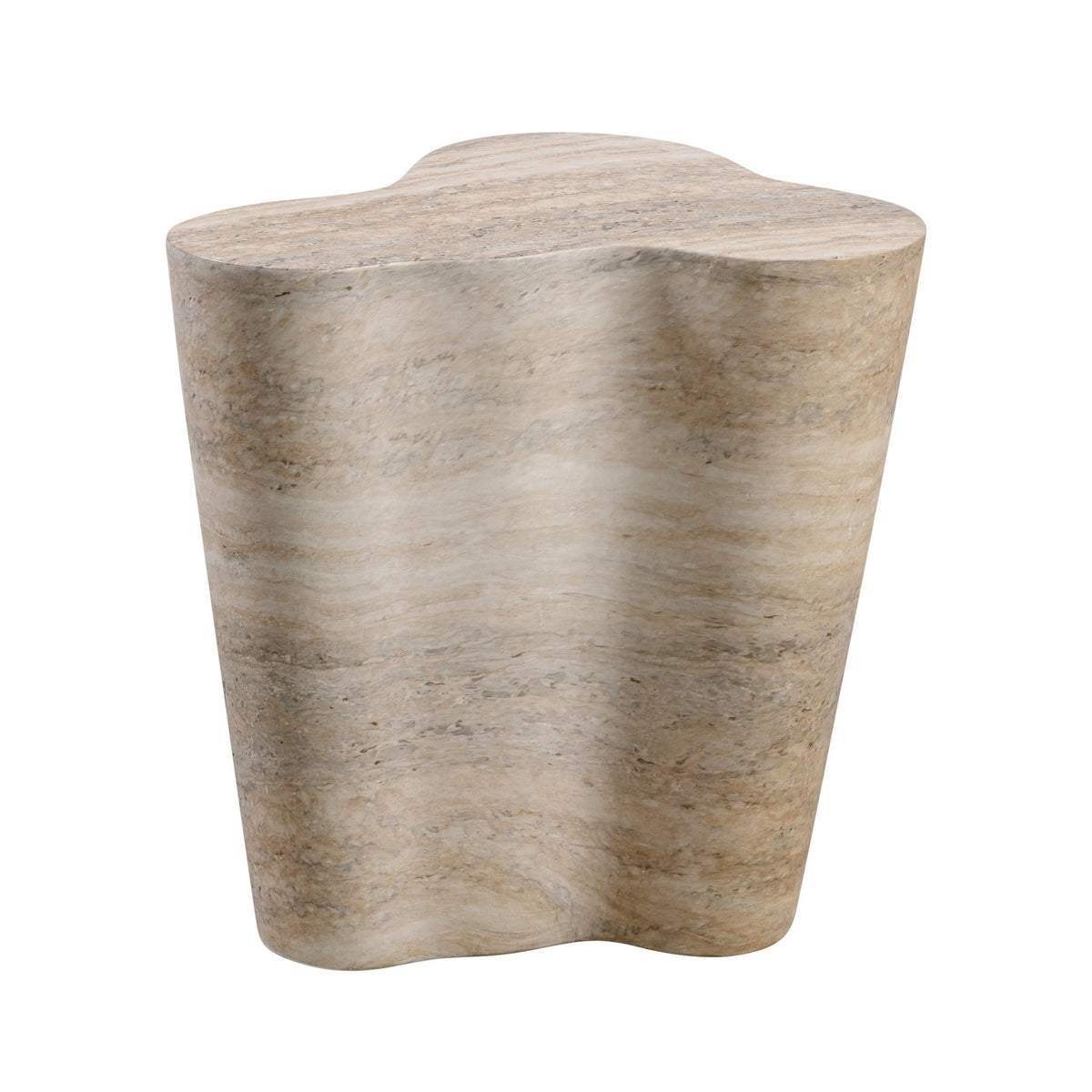 Slab Faux Travertine Short Side Table Accent & End Tables| TOV