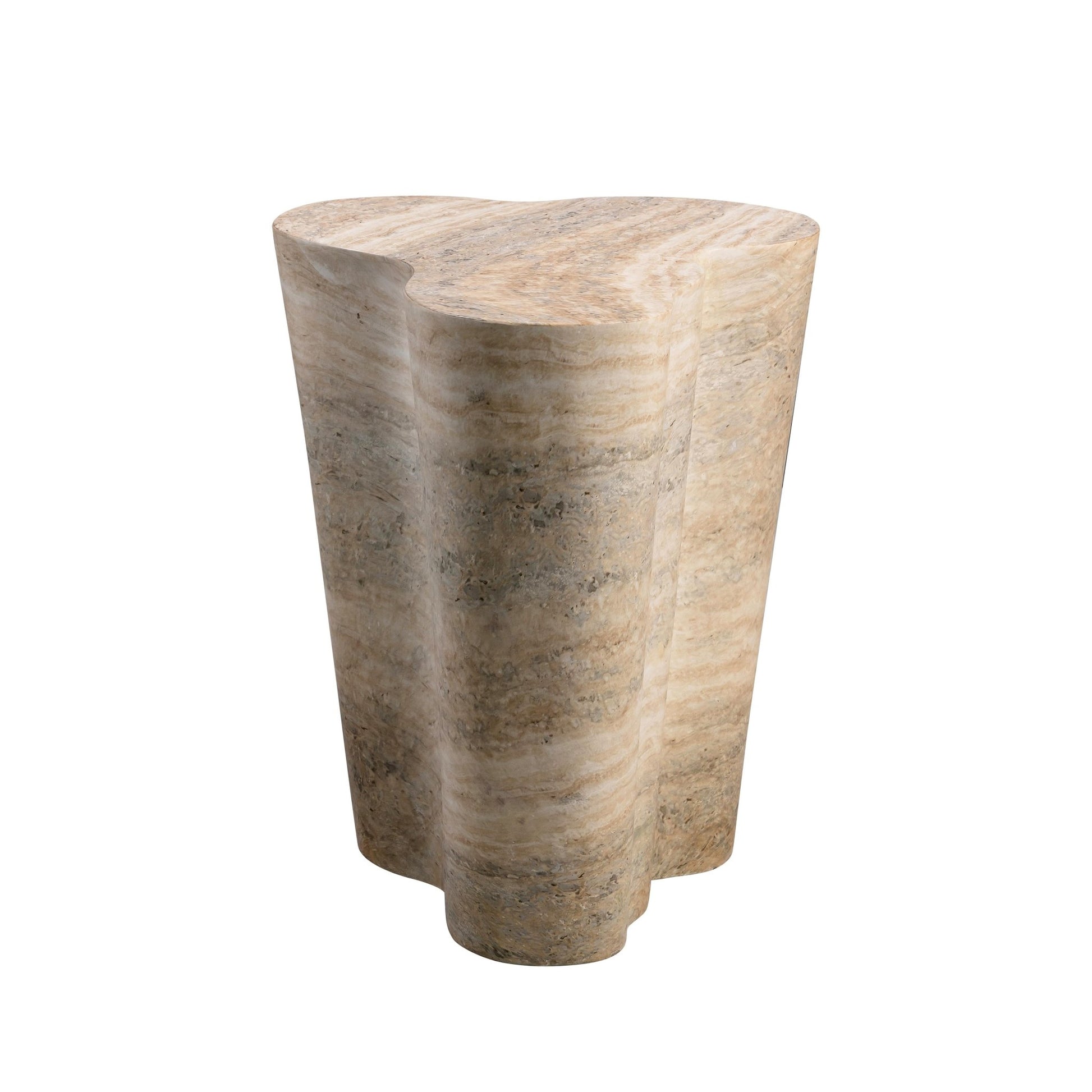 Slab Faux Travertine Tall Side Table Accent & End Tables| TOV