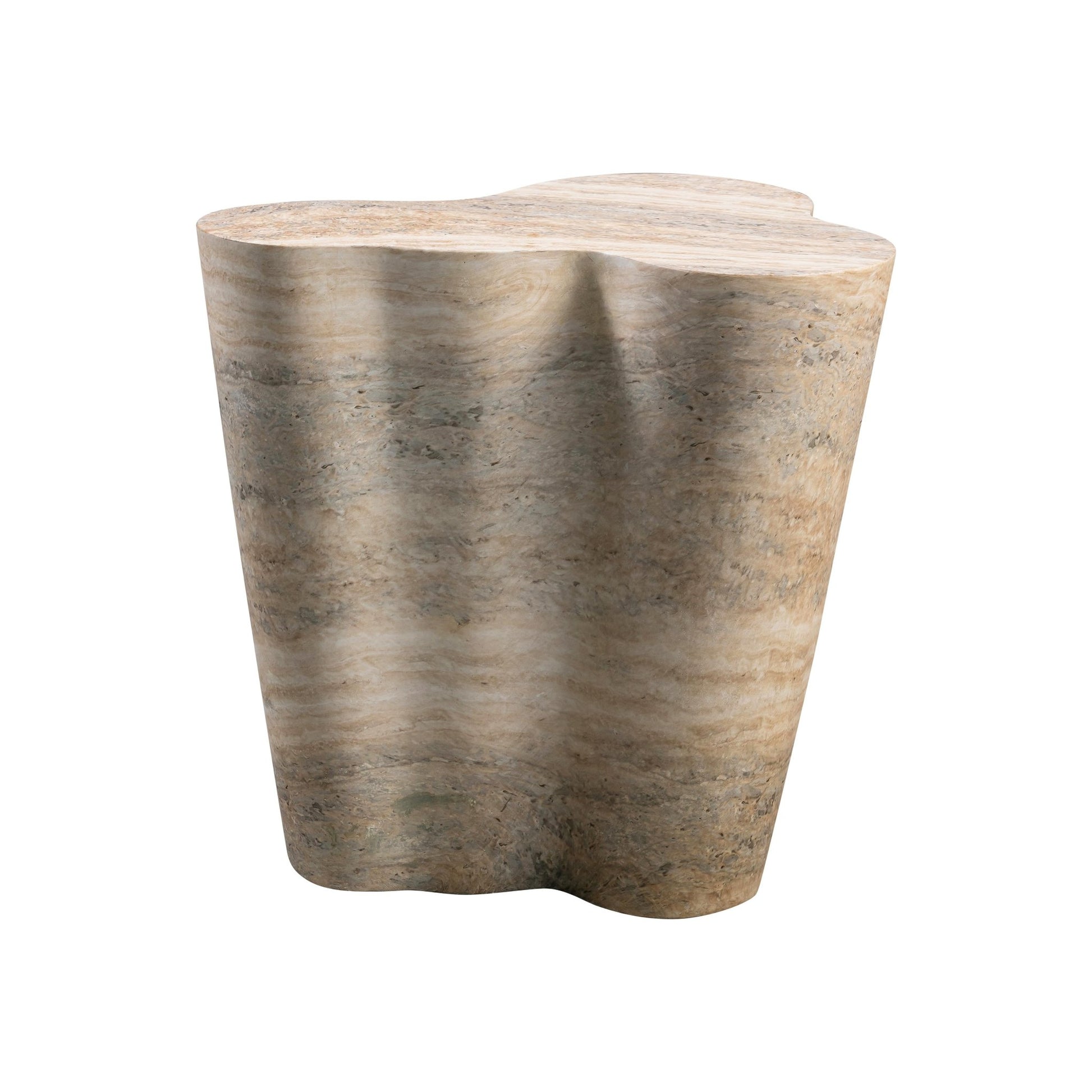 Slab Faux Travertine Tall Side Table Accent & End Tables| TOV