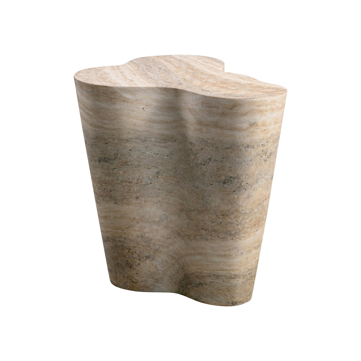 Slab Faux Travertine Tall Side Table Accent & End Tables| TOV