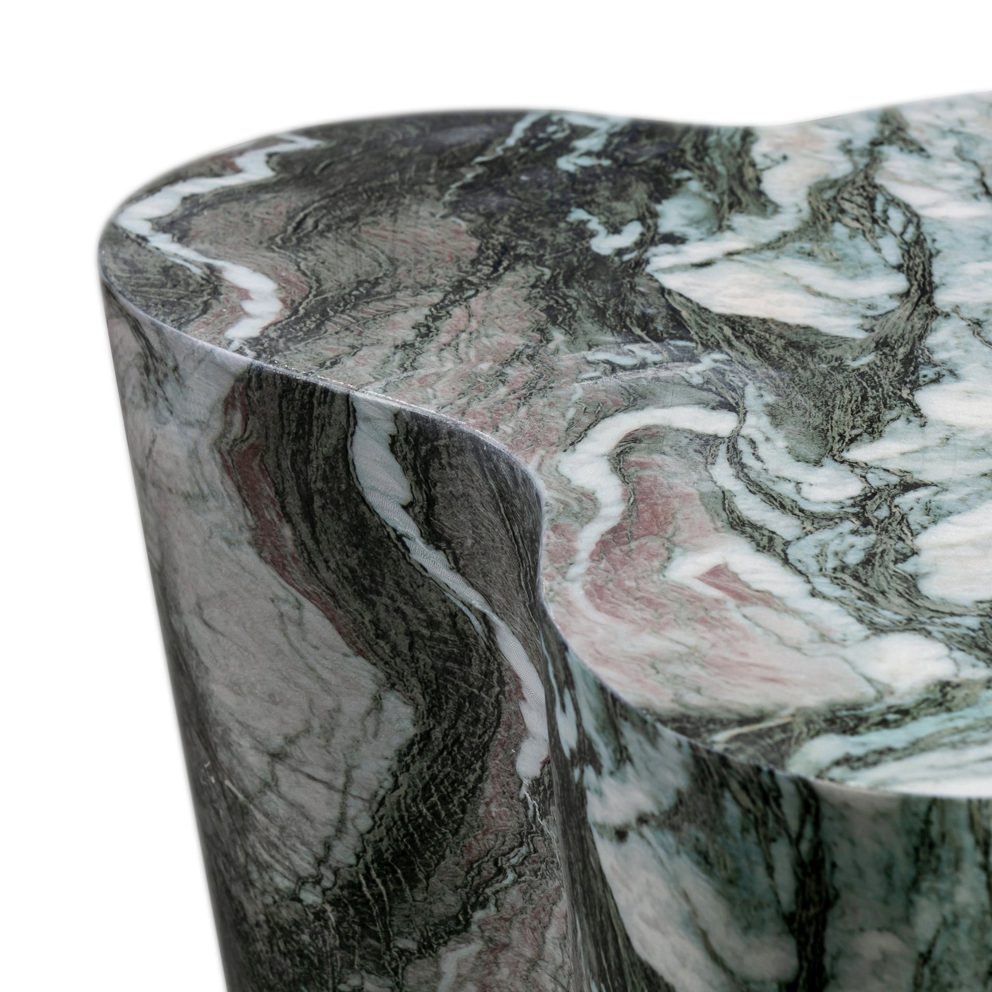 Slab Grey/Blush Faux Marble Tall Side Table Accent & End Tables| TOV