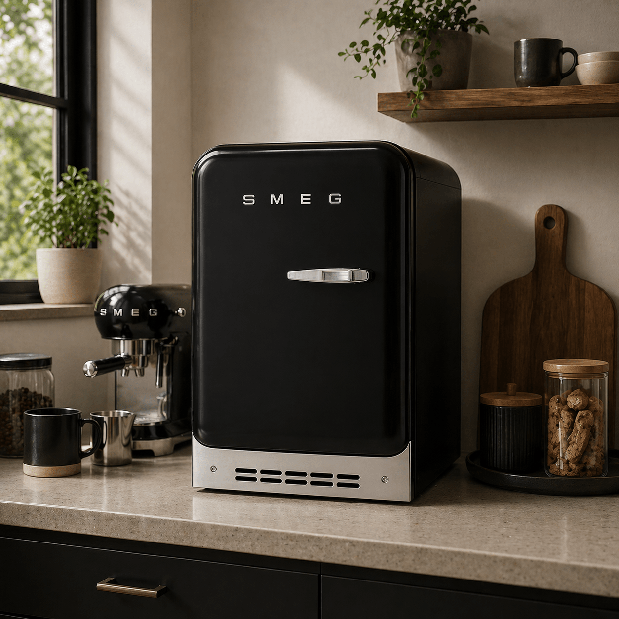 Smeg 50's Retro Style Freestanding Refrigerator,Right Handle , Black Fridge & Freezer| SMEG