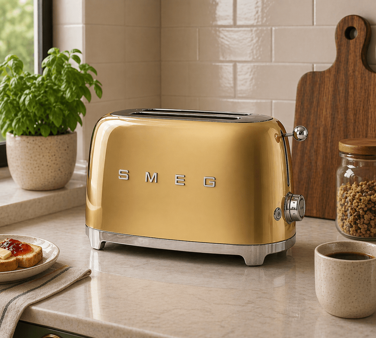 Smeg 50's Style 2-Slice Toaster, Gold Toasters| SMEG
