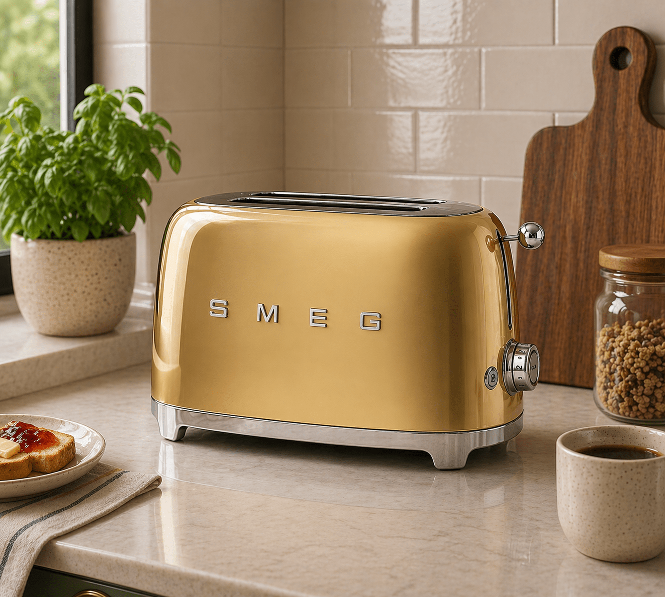 Smeg 50's Style 2-Slice Toaster, Gold Toasters| SMEG