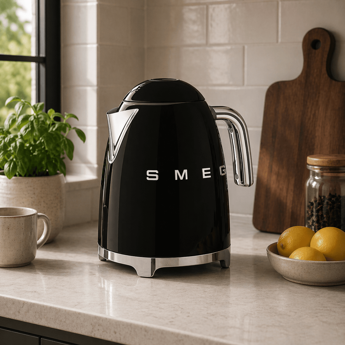 Smeg 50's Style Electric Kettle, Black Matt Kettles| SMEG