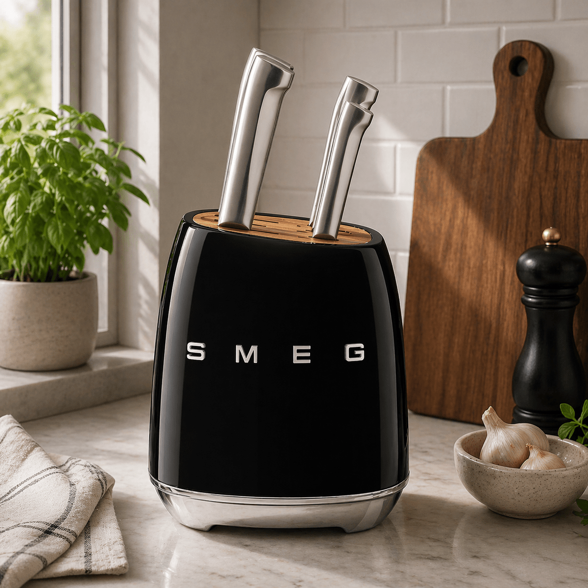 Smeg 50’s Style Knife Block Set in Knife Block Set| SMEG