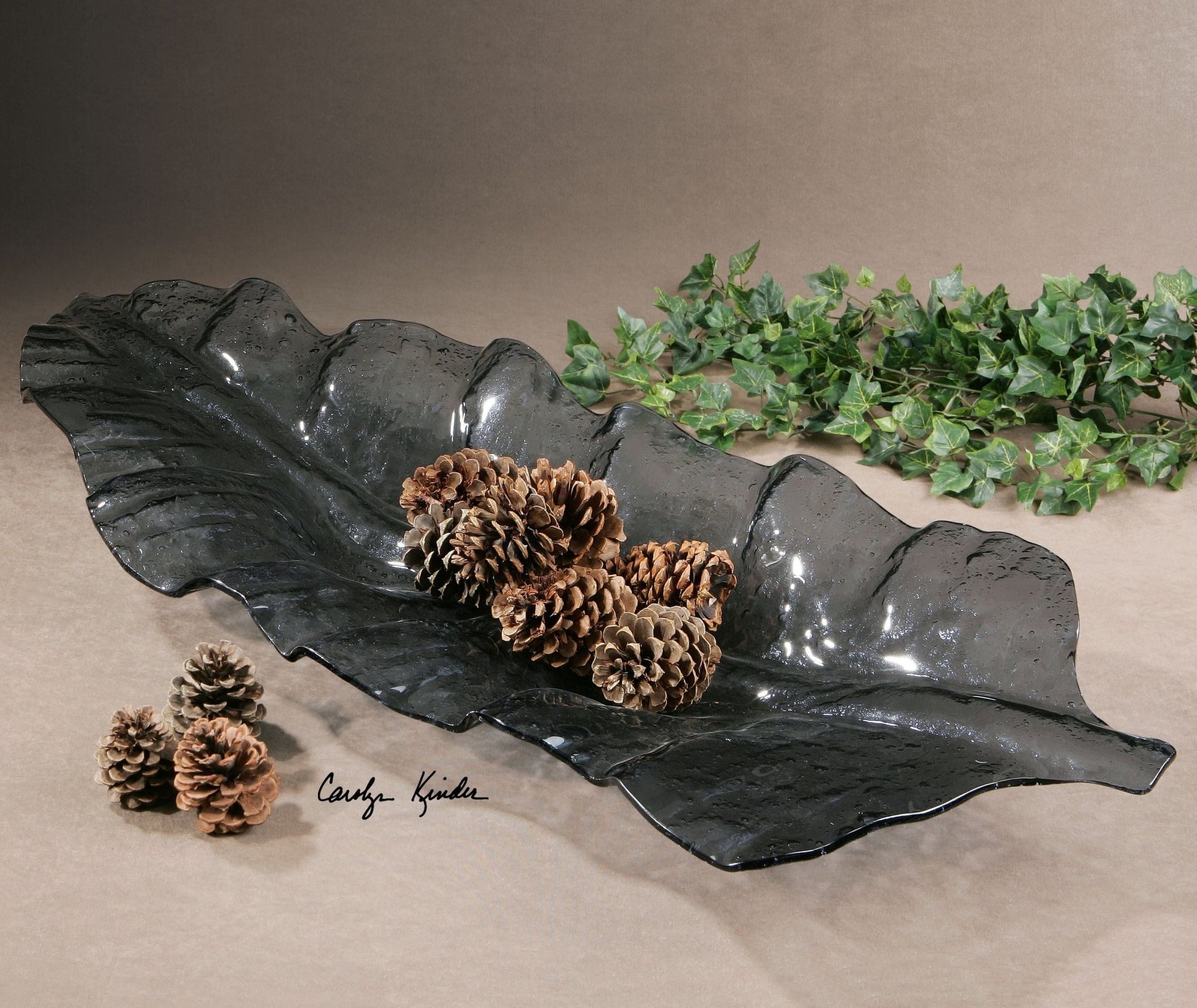 Smoked Leaf Tray Tray| Uttermost