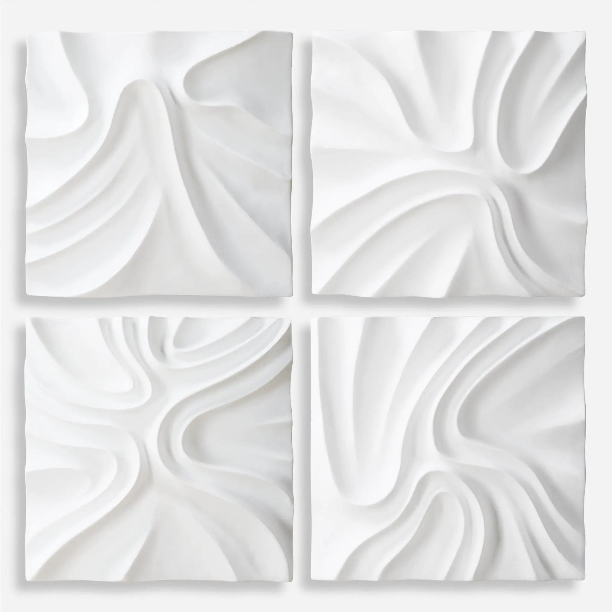 Snowdrift Scultped White Wall Decor, S/4 Wall Decors| Uttermost