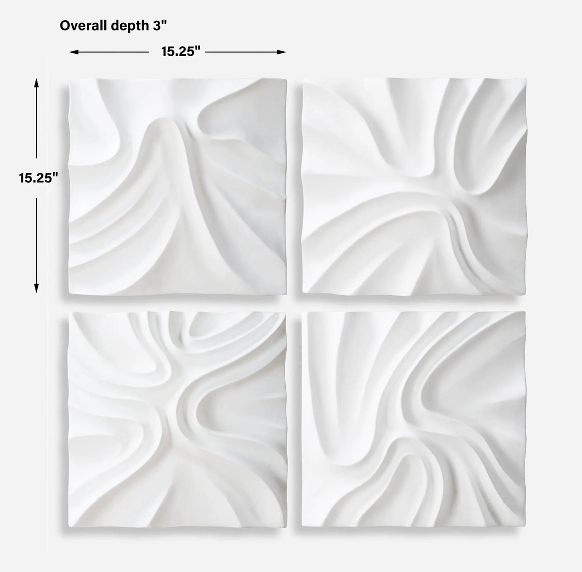 Snowdrift Scultped White Wall Decor, S/4 Wall Decors| Uttermost