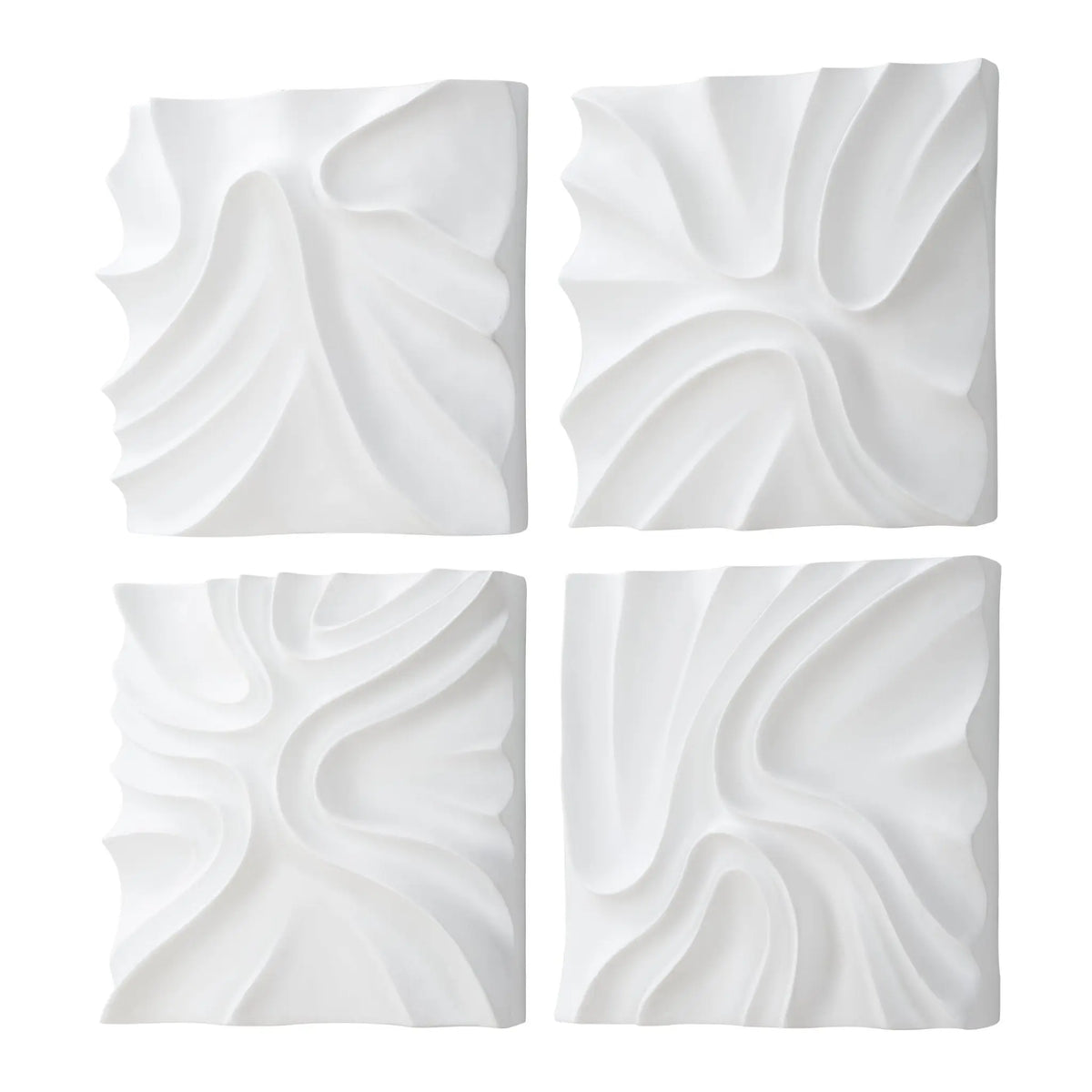 Snowdrift Scultped White Wall Decor, S/4 Wall Decors| Uttermost