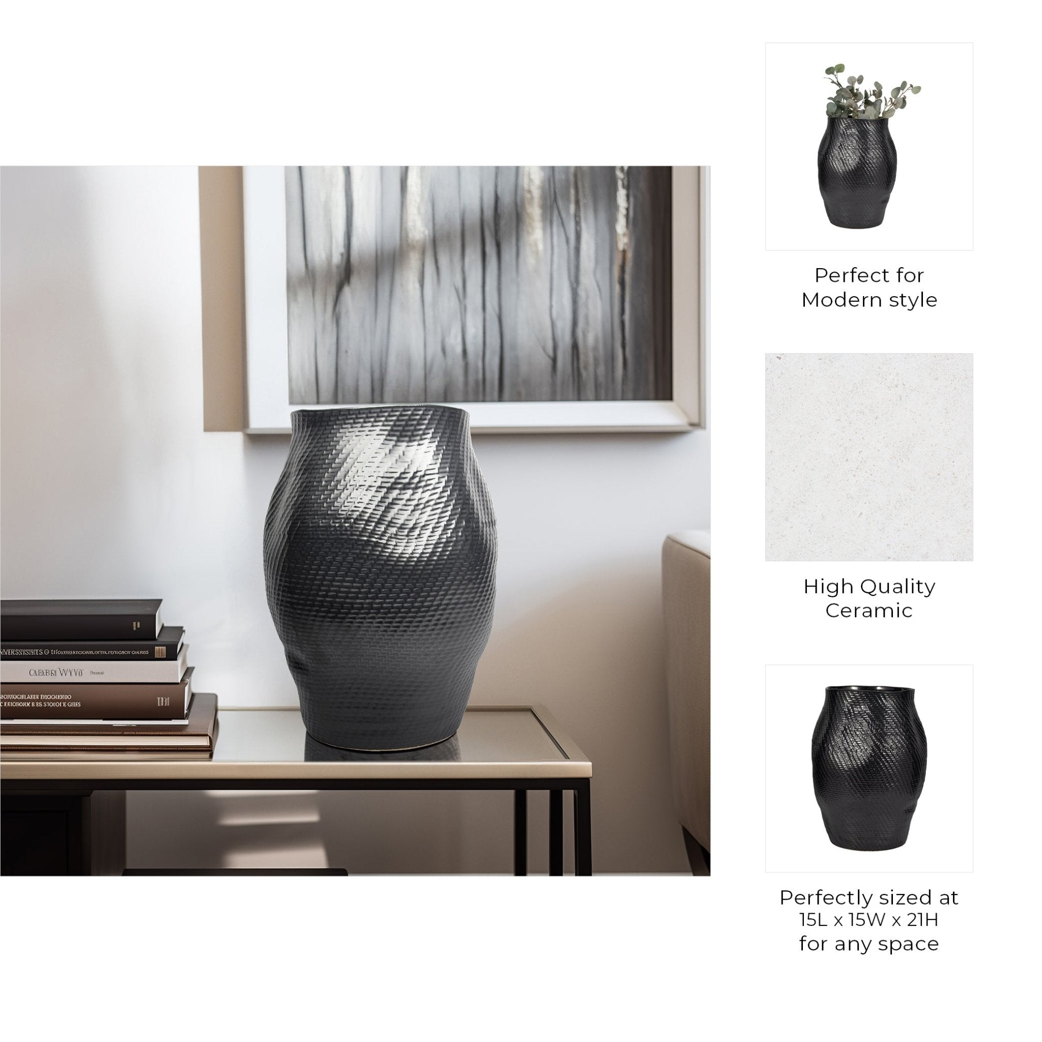 Sobaek Vase, Black Vases and Jars| Sagebrook Home