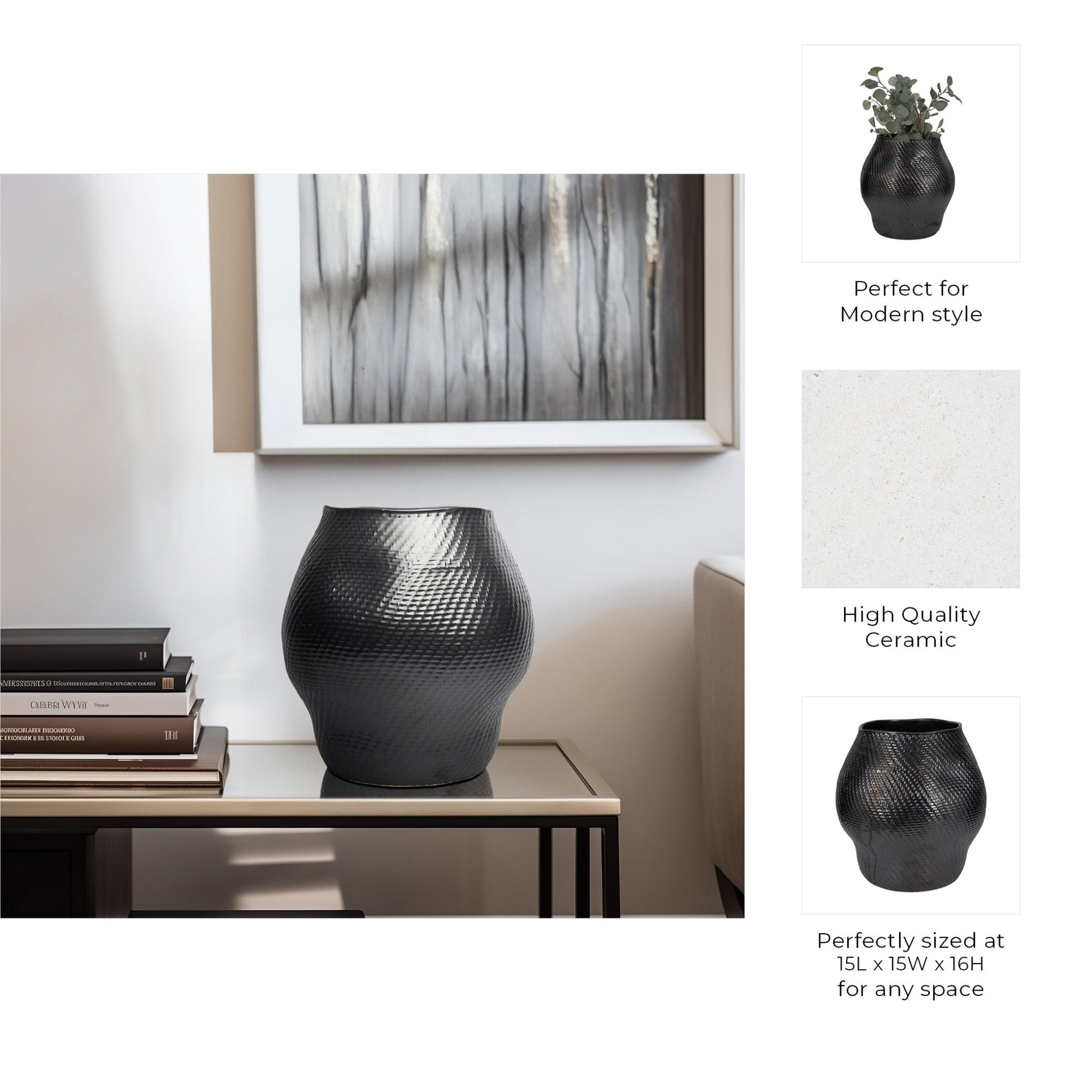 Sobaek Vase, Black Vases and Jars| Sagebrook Home