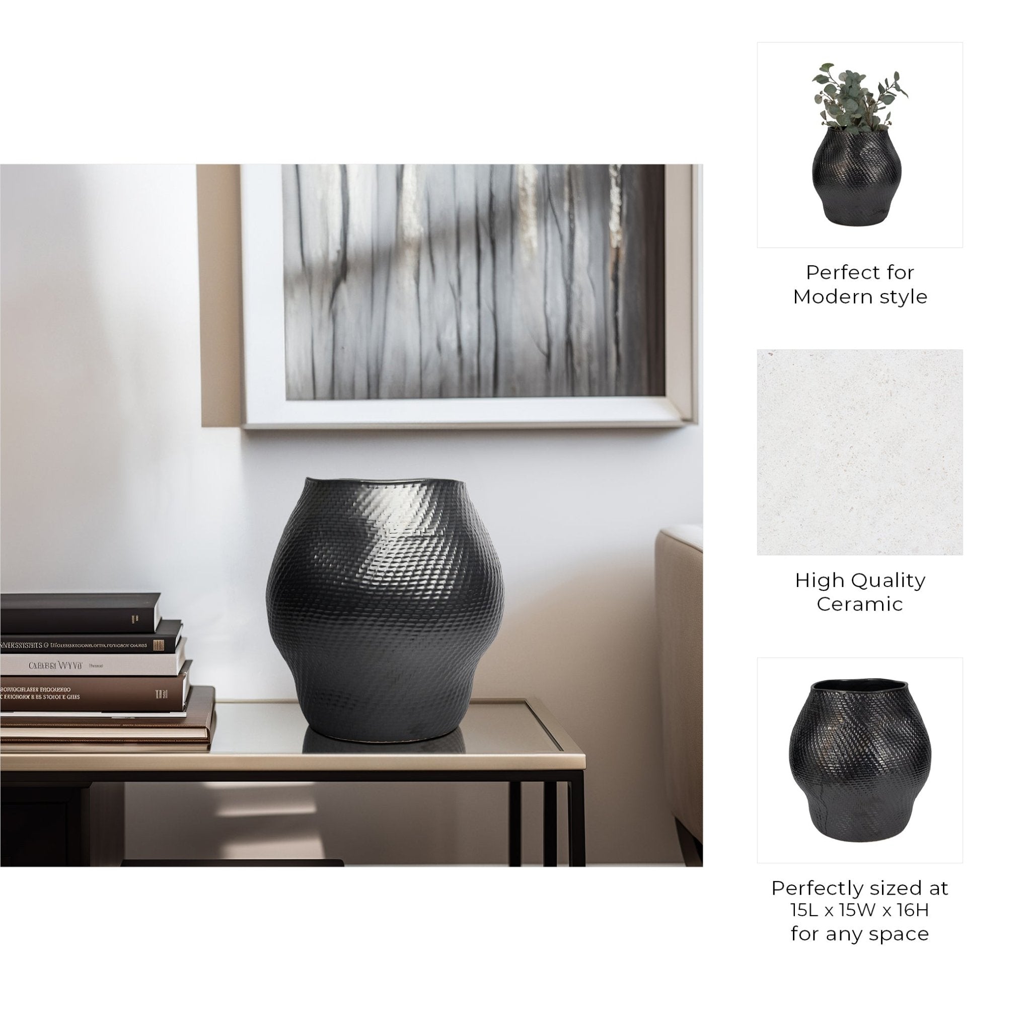 Sobaek Vase, Black Vases and Jars| Sagebrook Home