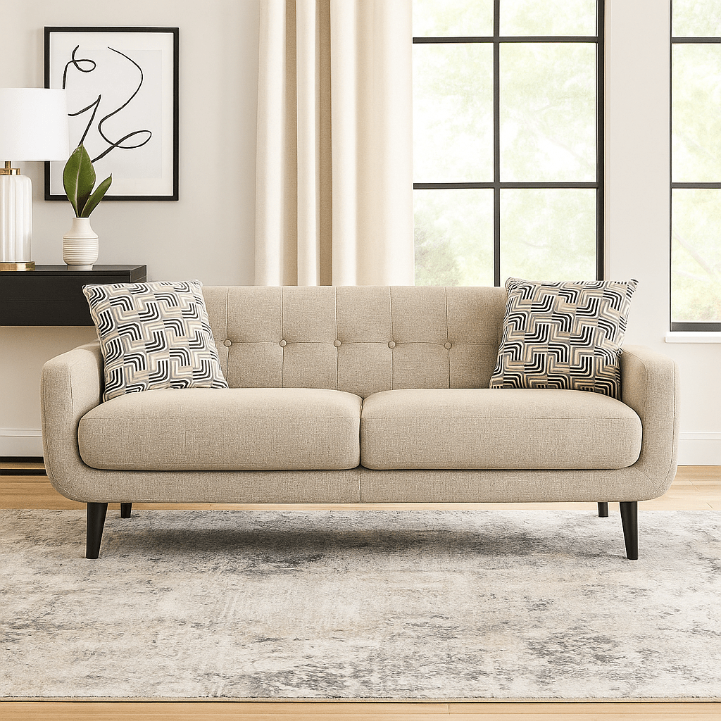 Sofa in Debussy Cappuccino with 2 Pillows Sofas & Loveseats| Roots Furniture
