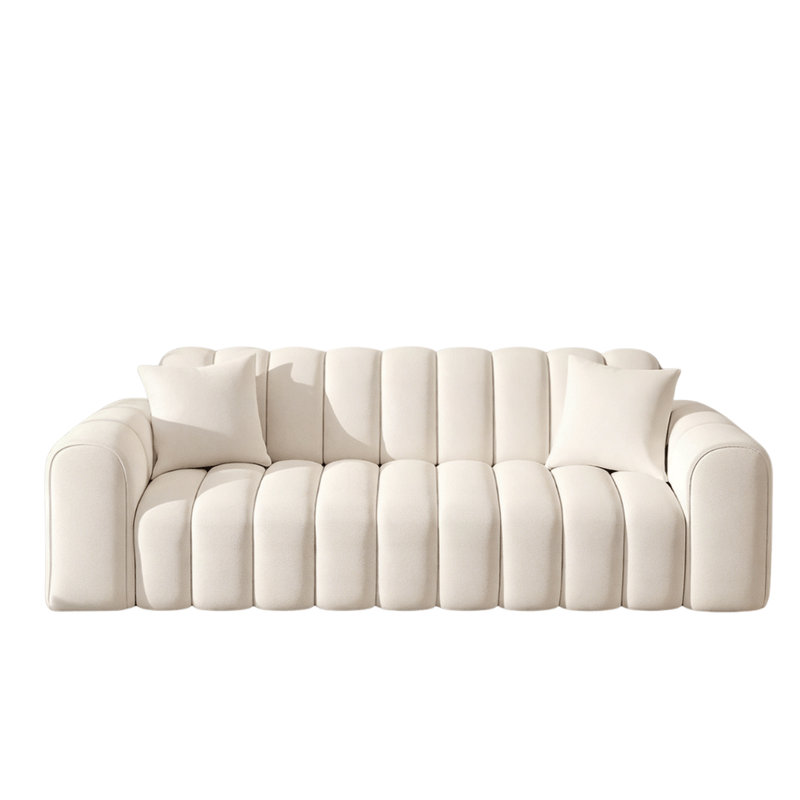 Soft 3-Seater Sofa with Vertical Tufting - Off White Sofas & Loveseats| Otath