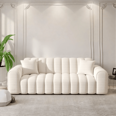 Soft 3 - Seater Sofa with Vertical Tufting - Off White - Al Rugaib Furniture