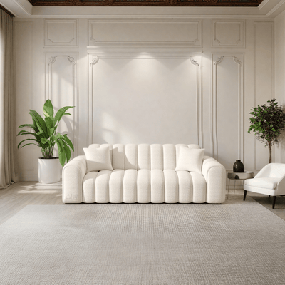 Soft 3 - Seater Sofa with Vertical Tufting - Off White - Al Rugaib Furniture