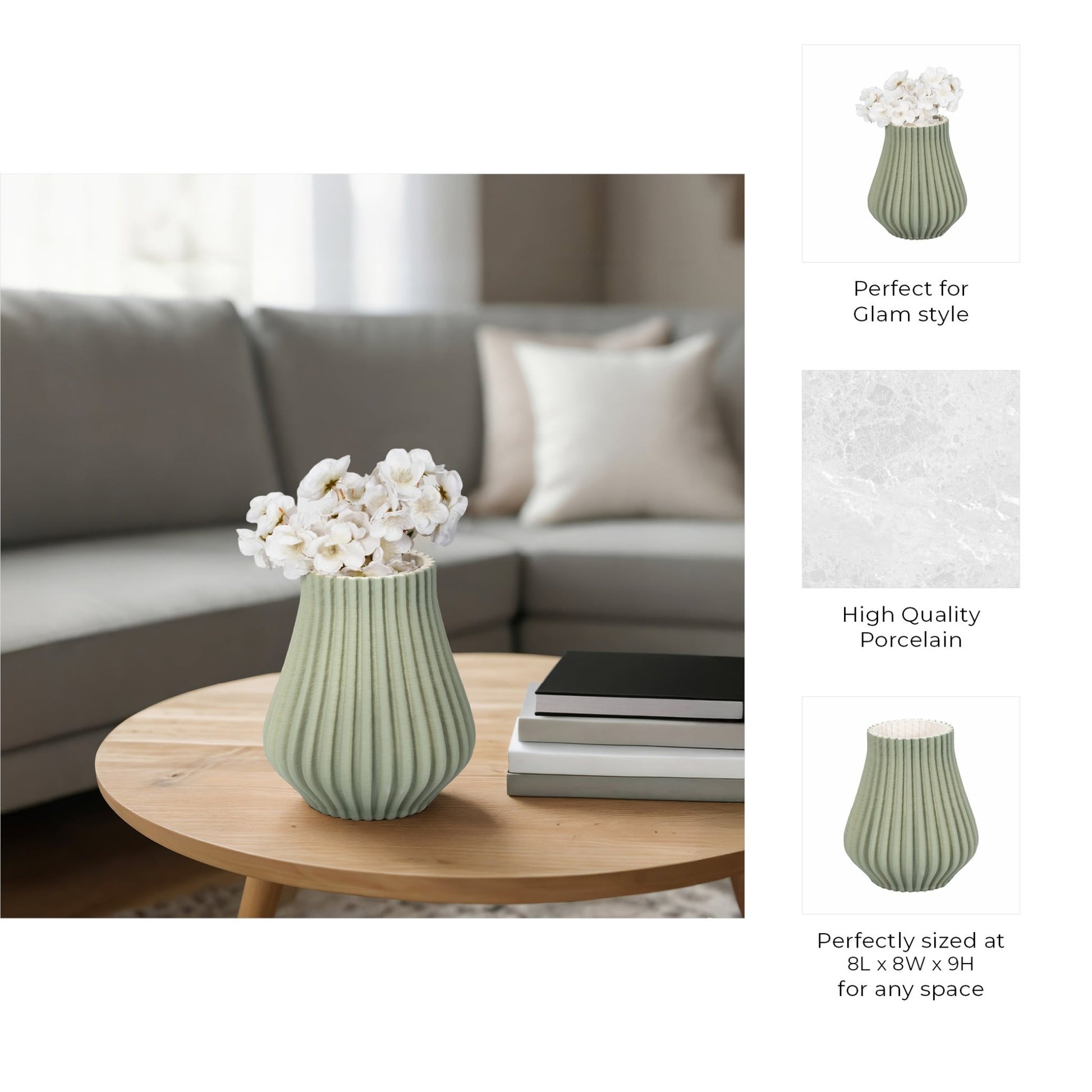 Somerset 3d Printed Vase, Oil Green Vases and Jars| Sagebrook Home
