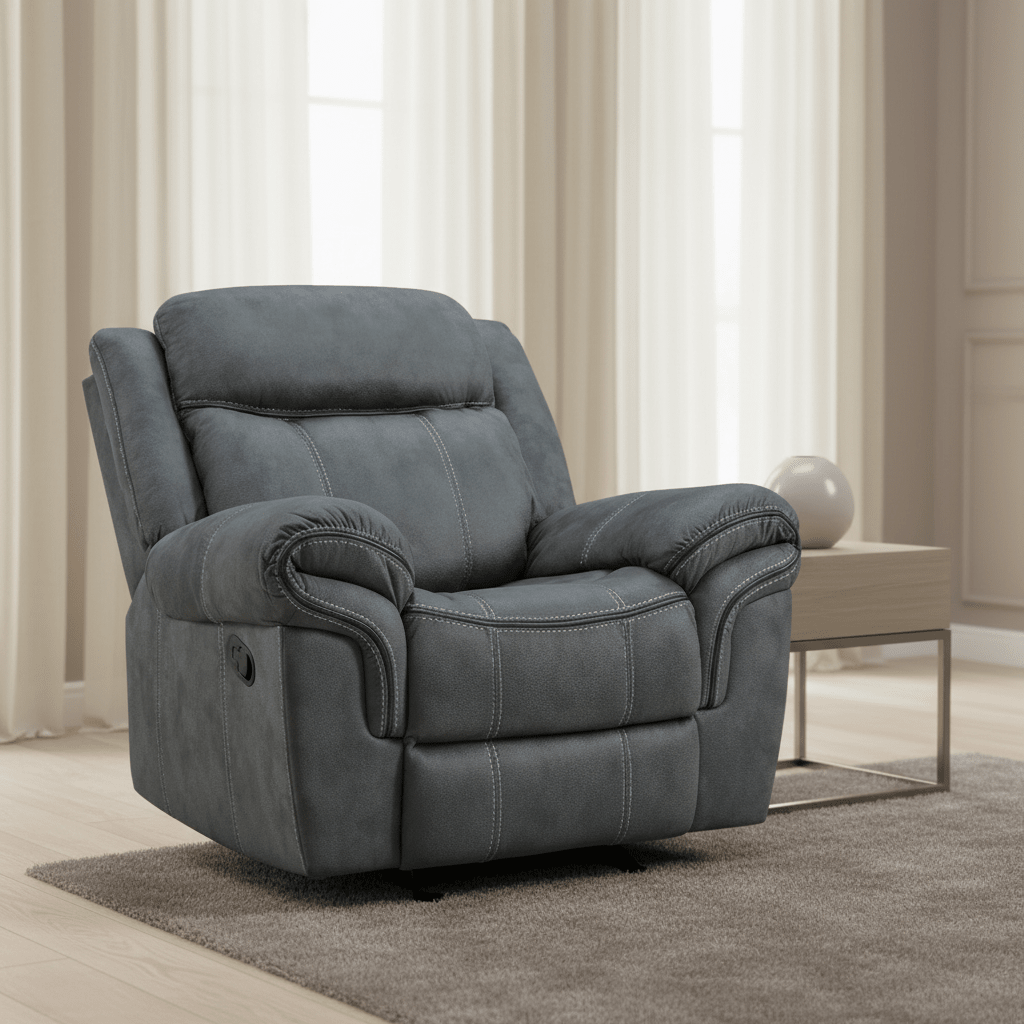 Sorrento Glider Recliner in FB367 Charcoal Recliners| Roots Furniture