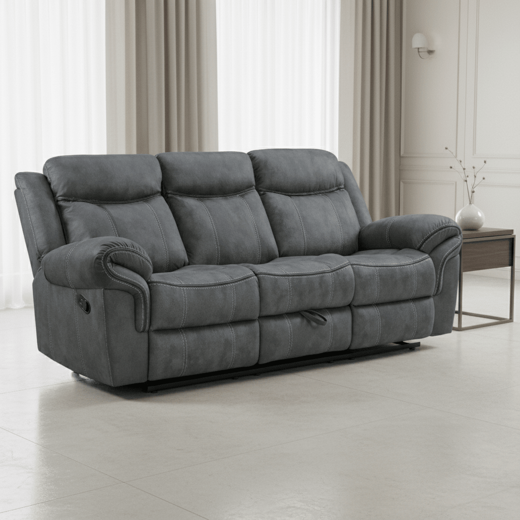 Sorrento Motion Sofa with Dropdown in FB367 Charcoal Recliners| Roots Furniture