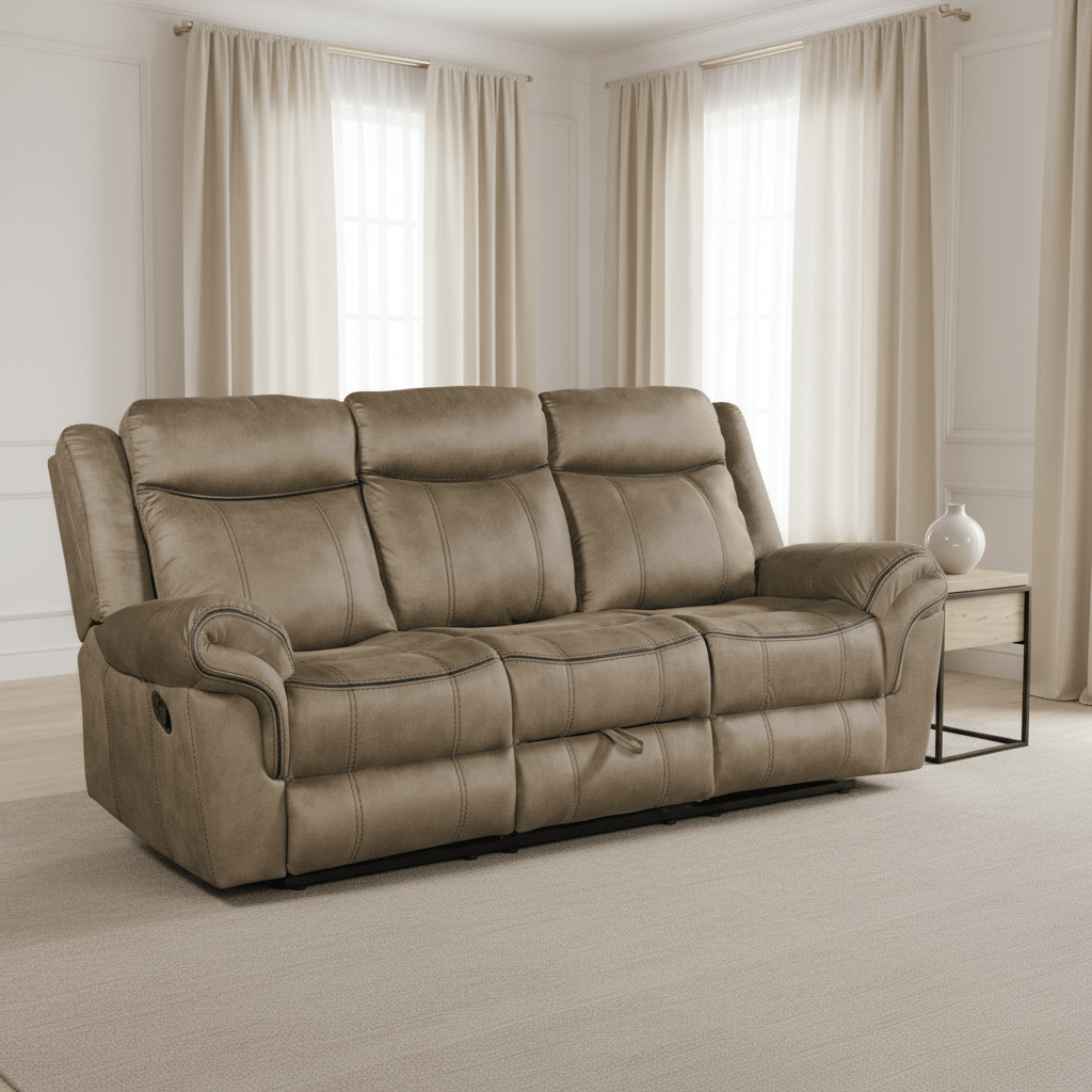 Sorrento Motion Sofa with Dropdown in T101 Brown Recliners| Roots Furniture