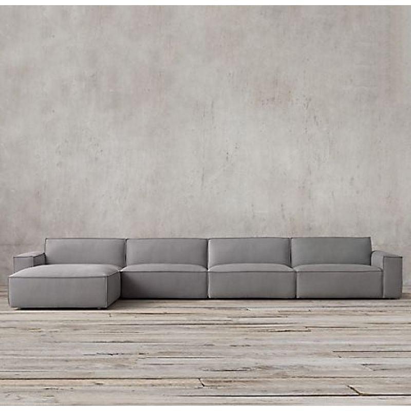 Spacious Gray Velvet L-Shaped Sofa - 85x400x180x45 cm - Swedish Wood By Alhome Sofas & Loveseats| Alhome
