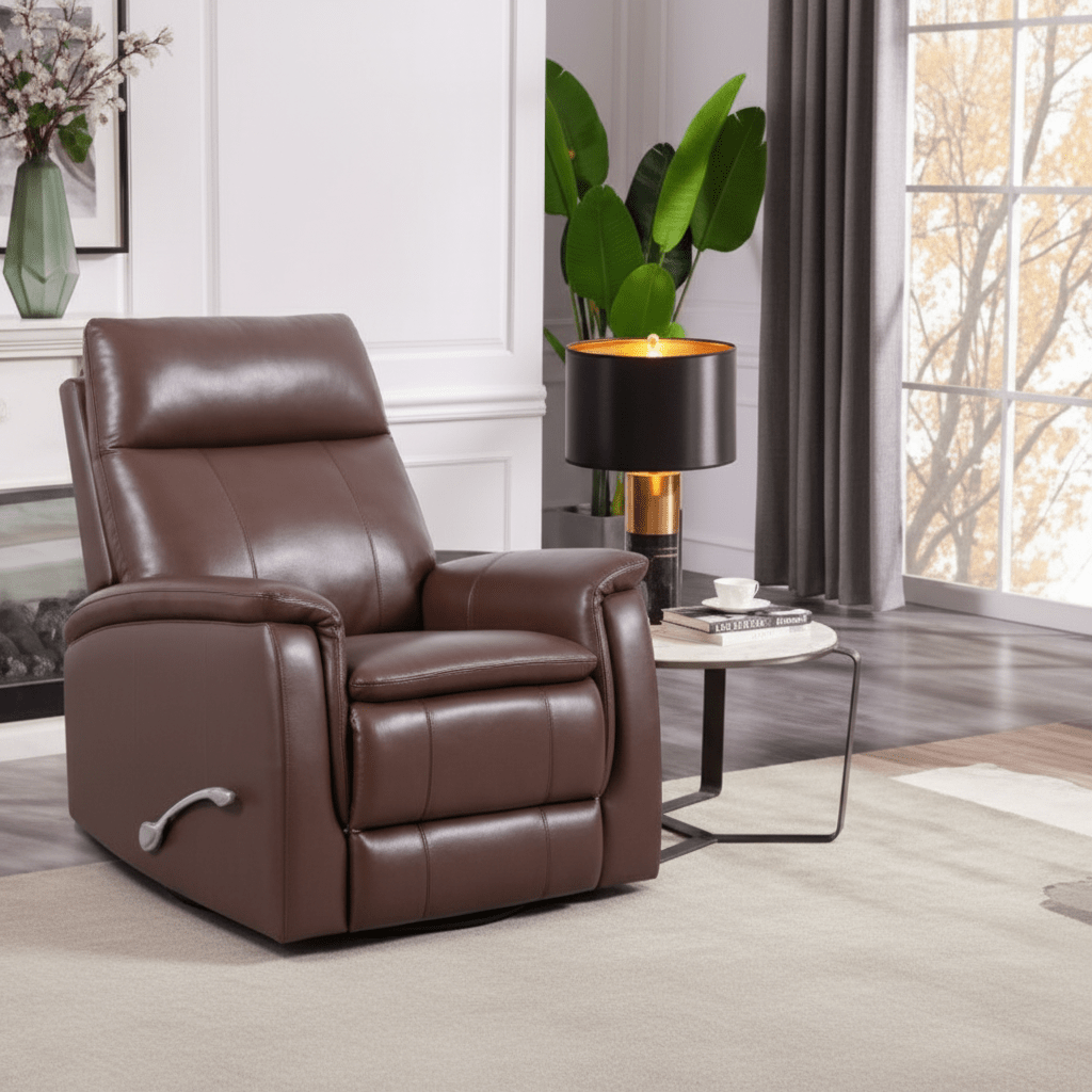 Spinova Brown Swivel Glider Recliner Recliners| Roots Furniture