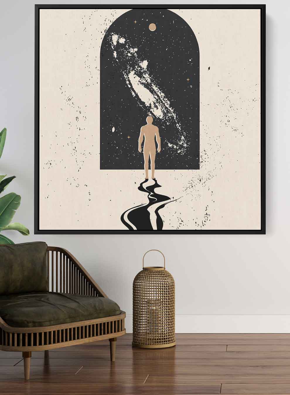 Square Canvas Wall Art Stretched Over Wooden Frame with Black Floating Frame and A Gate To Space Painting Paintings & Pictures| LOWHA