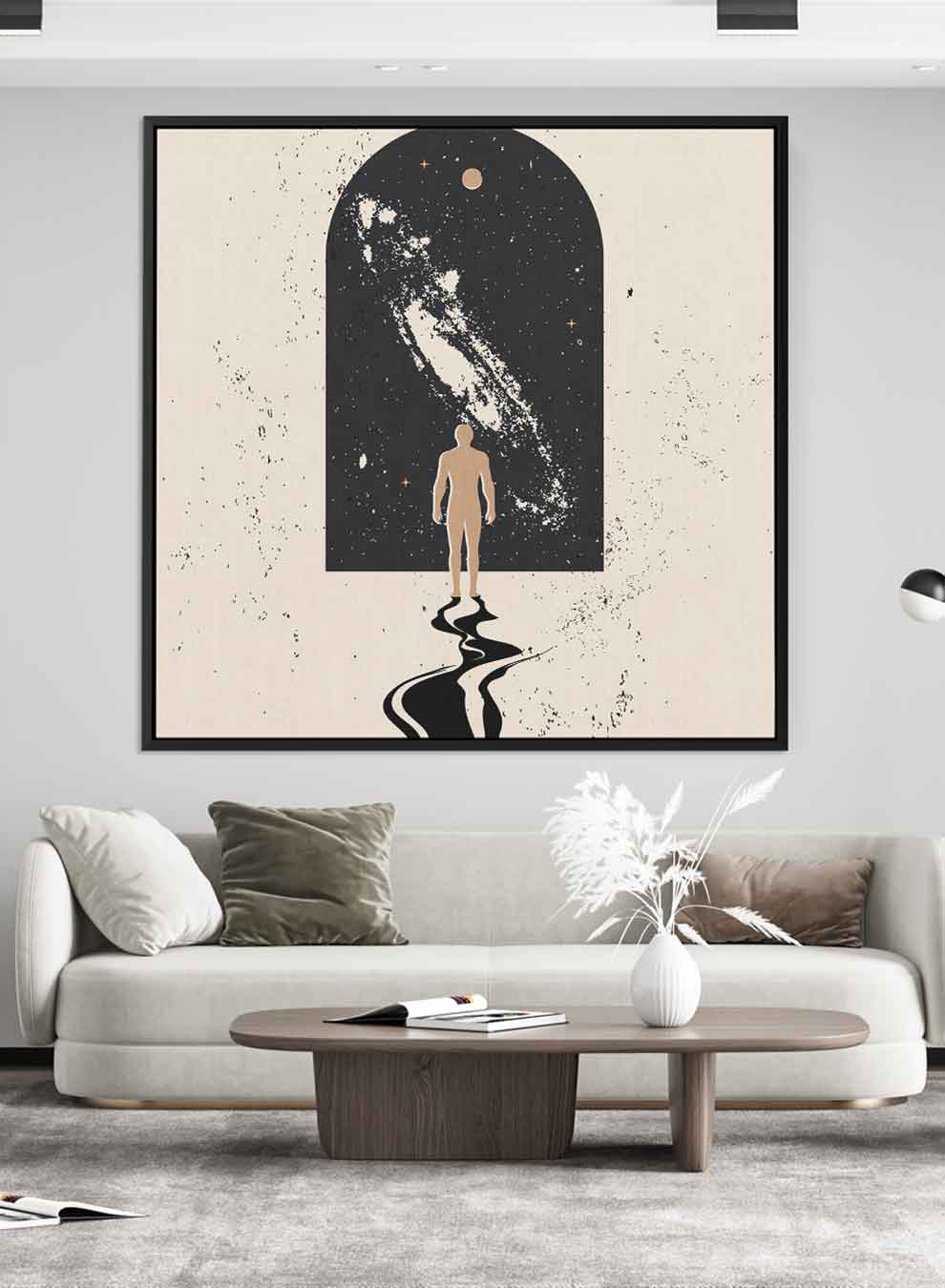 Square Canvas Wall Art Stretched Over Wooden Frame with Black Floating Frame and A Gate To Space Painting Paintings & Pictures| LOWHA