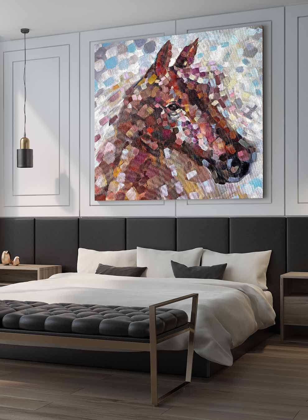 Square Canvas Wall Art Stretched Over Wooden Frame with Black Floating Frame and A Strike Of Colour Painting Paintings & Pictures| LOWHA
