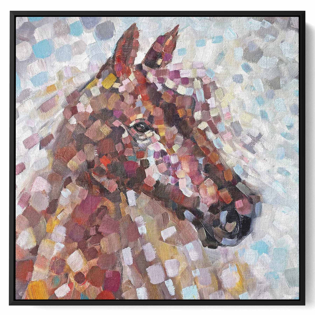 Square Canvas Wall Art Stretched Over Wooden Frame with Black Floating Frame and A Strike Of Colour Painting Paintings & Pictures| LOWHA
