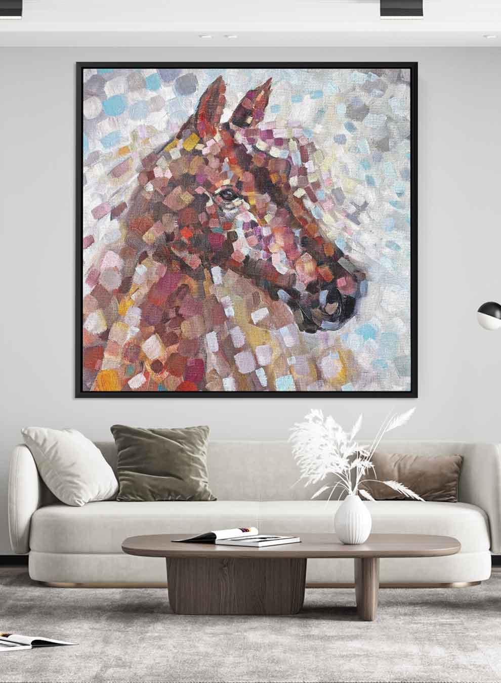Square Canvas Wall Art Stretched Over Wooden Frame with Black Floating Frame and A Strike Of Colour Painting Paintings & Pictures| LOWHA