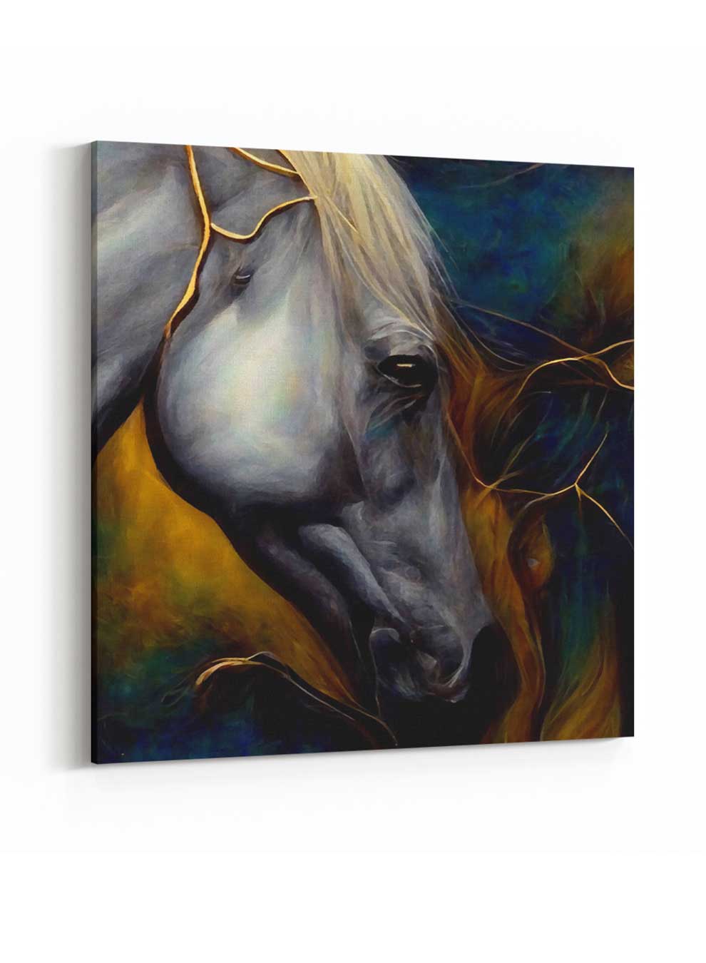 Square Canvas Wall Art Stretched Over Wooden Frame with Black Floating Frame and Abstract Art Painting Paintings & Pictures| LOWHA