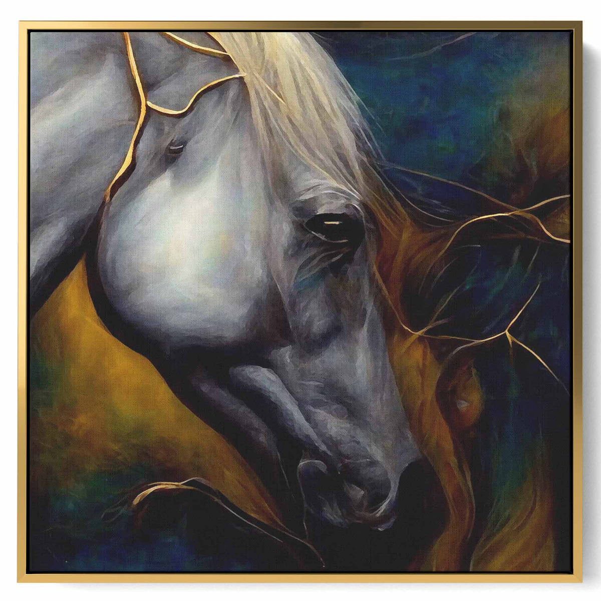 Square Canvas Wall Art Stretched Over Wooden Frame with Black Floating Frame and Abstract Art Painting Paintings & Pictures| LOWHA
