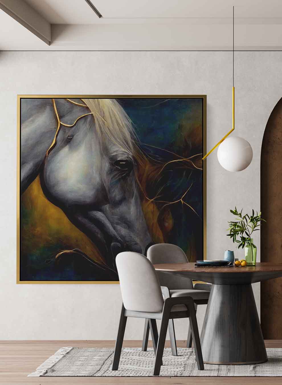 Square Canvas Wall Art Stretched Over Wooden Frame with Black Floating Frame and Abstract Art Painting Paintings & Pictures| LOWHA