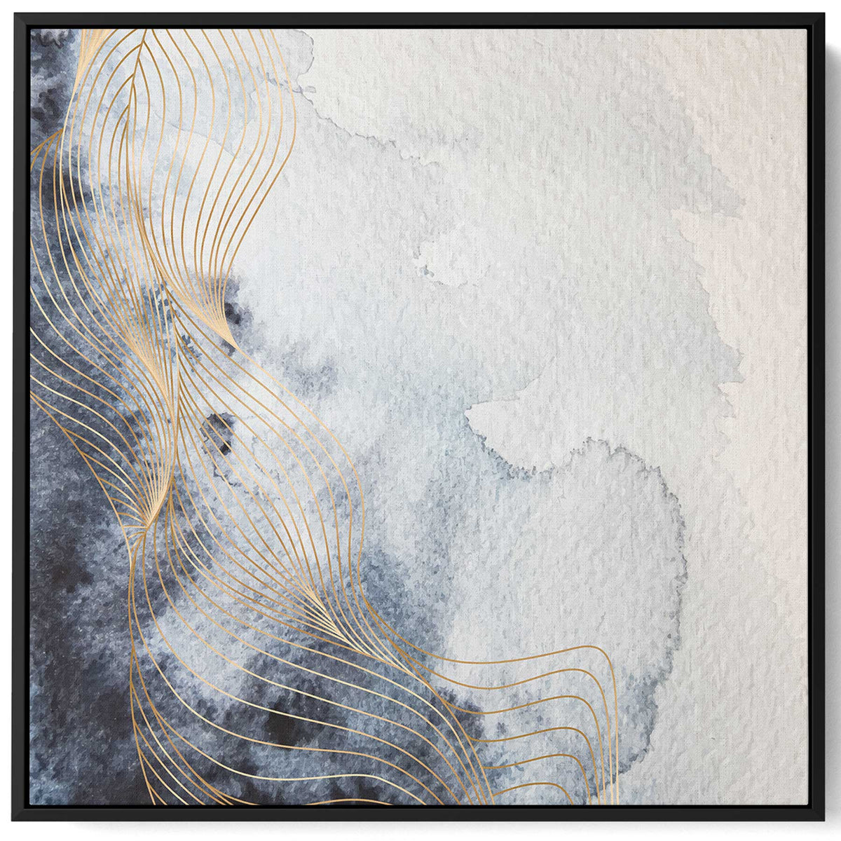 Square Canvas Wall Art Stretched Over Wooden Frame with Black Floating Frame and Abstract Painting Paintings & Pictures| LOWHA