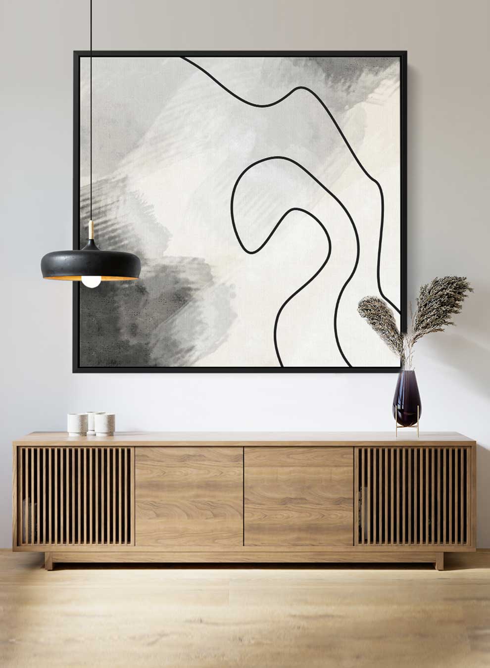 Square Canvas Wall Art Stretched Over Wooden Frame with Black Floating Frame and Abstract Painting Art Paintings & Pictures| LOWHA